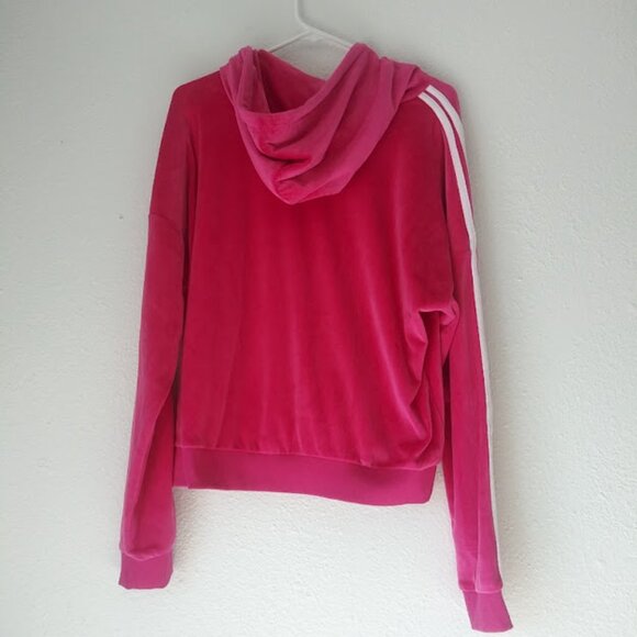 No Boundaries women's size 15-17 XL pink and white velour hoodie sweatshirt - Picture 4 of 15